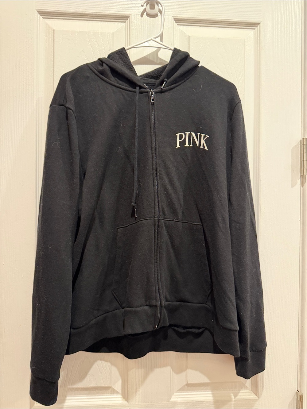 PINK Victoria's Secret Black Zip Hoodie with Logo